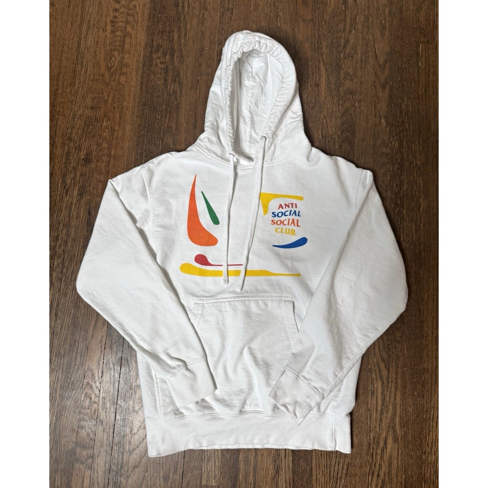 Anti Social Social Club Men's See Me Now White Graphic Hoodie Size M Multicolor